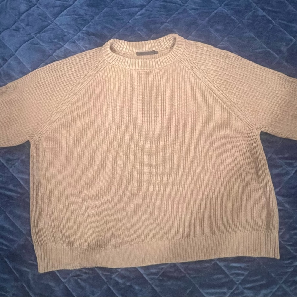 Jenni Kayne Oversized Cotton Fisherman Sweater, 2X, Camel/Beige/Caramel Color - Picture 7 of 9